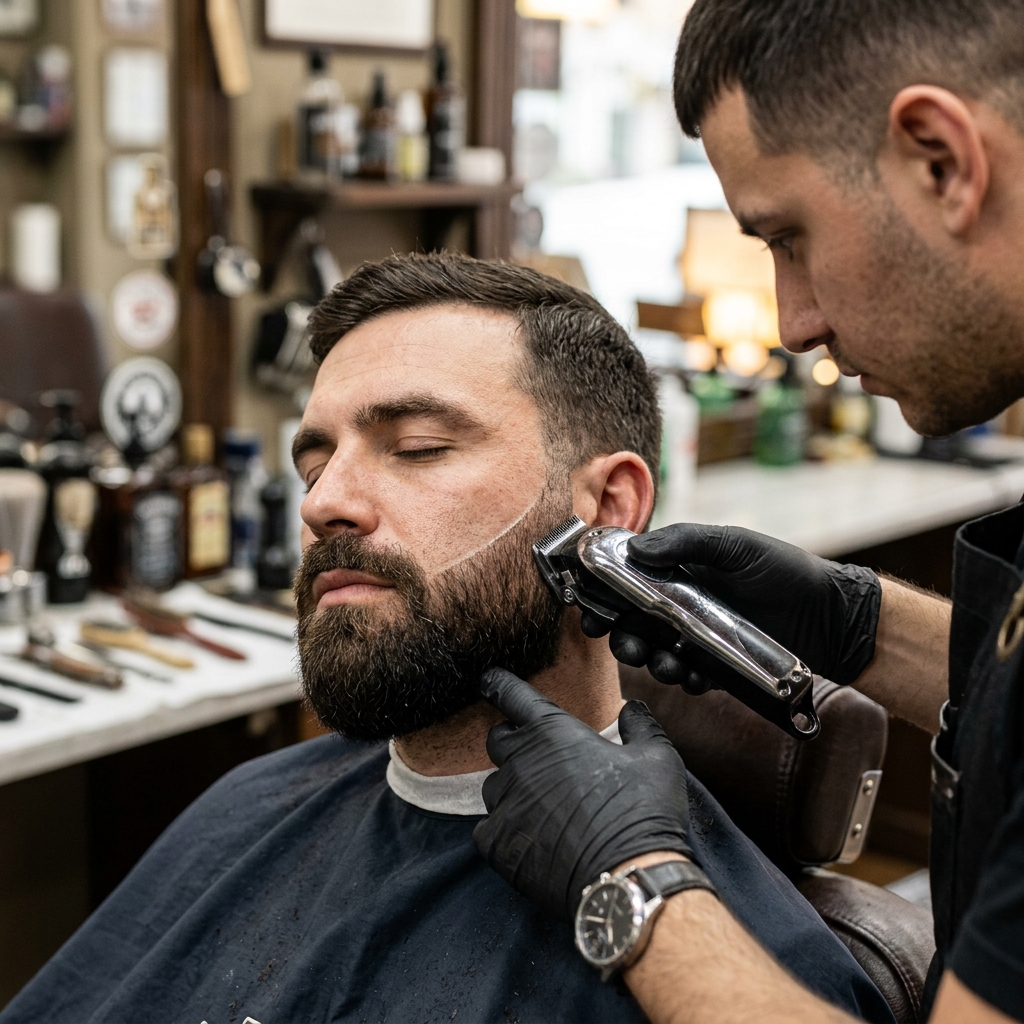 Traditional straight razor shave treatment at Bobby Salon Surat